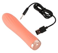 MINI RIBBED BEZDRÁTOVÝ VIBRÁTOR PEACHY! 